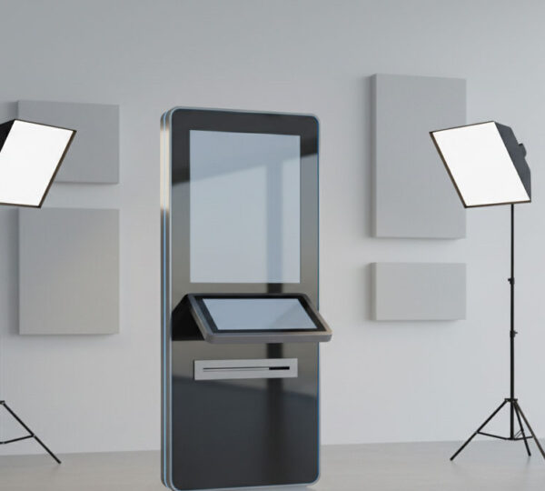 Modern kiosk equipped with a ticket printer