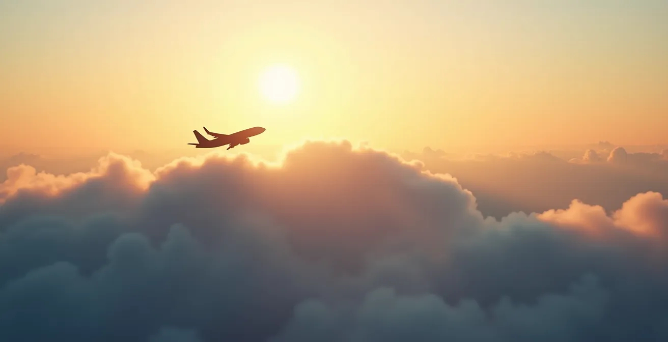 Aircraft ascending through clouds representing career progression