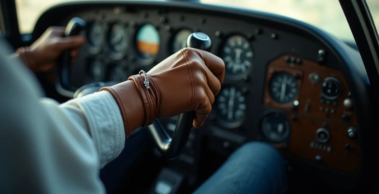 Pilot hand adjusting control with precision and confidence