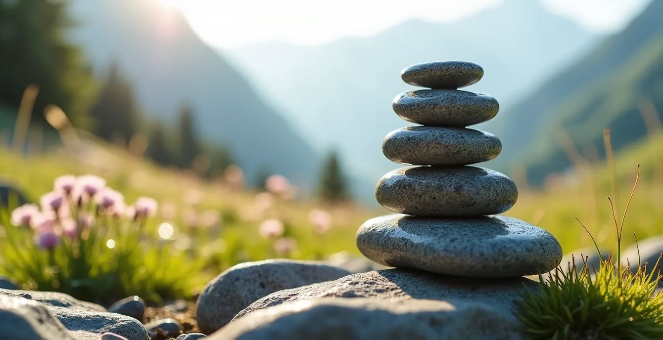 Minimalist composition of financial growth symbolized through mountain landscape elements