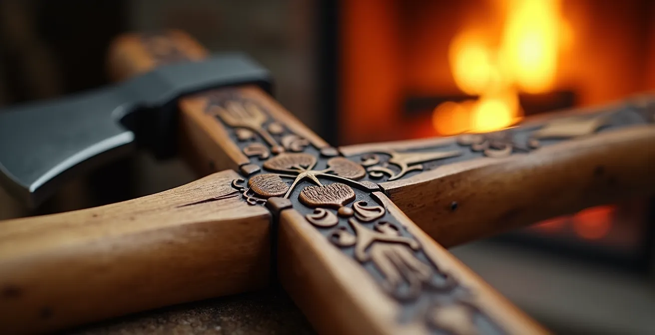 Close-up of handcrafted wooden details in a luxury alpine chalet interior
